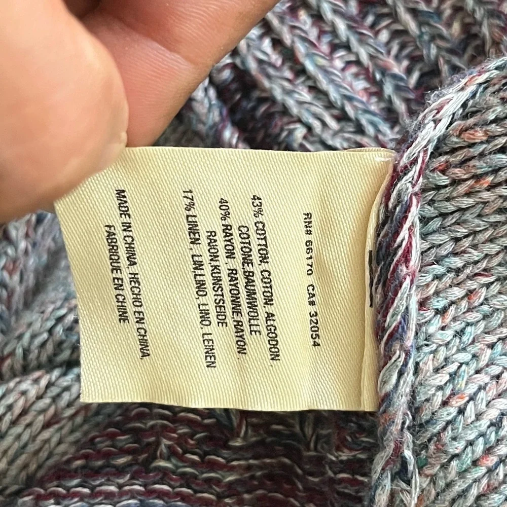 Anthropologie MOTH Anita Mixed Cable Knit Swing Sweater Linen Cotton Blend